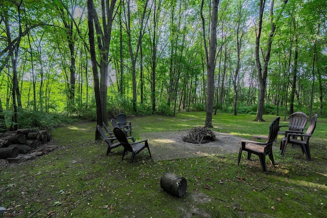 8307 Granite Ct, Dexter, MI 48130 - view of green lawn with an outdoor fire pit