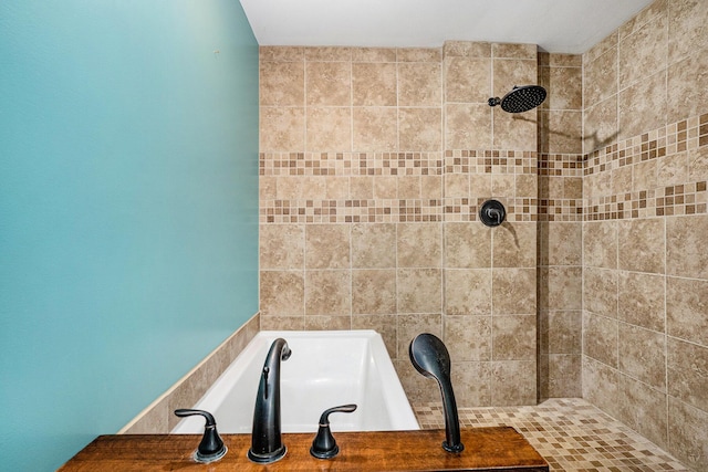 1977 E 40th St, White Cloud, MI 49349 - bathroom with tiled shower and a garden tub