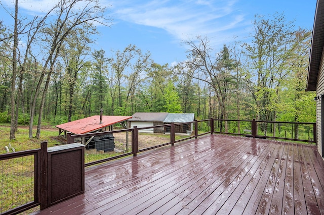 1977 E 40th St, White Cloud, MI 49349 - view of wooden deck