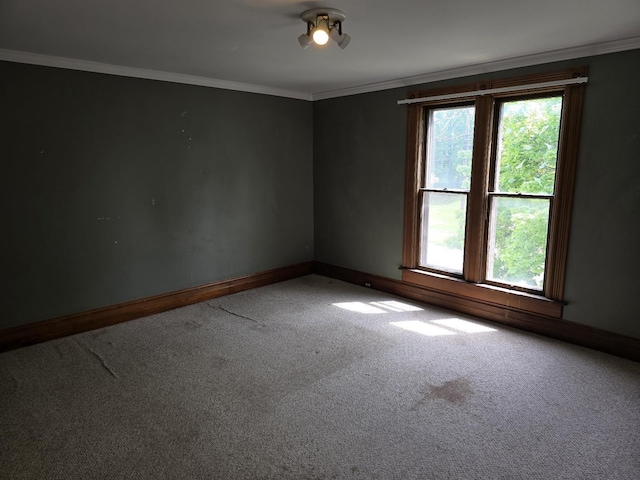 318 W King St, Owosso, MI 48867 - carpeted empty room featuring baseboards and ornamental molding