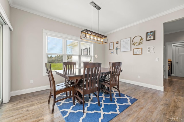5353 N Graham Rd, Freeland, MI 48623 - dining area featuring ornamental molding, wood finished floors, and baseboards