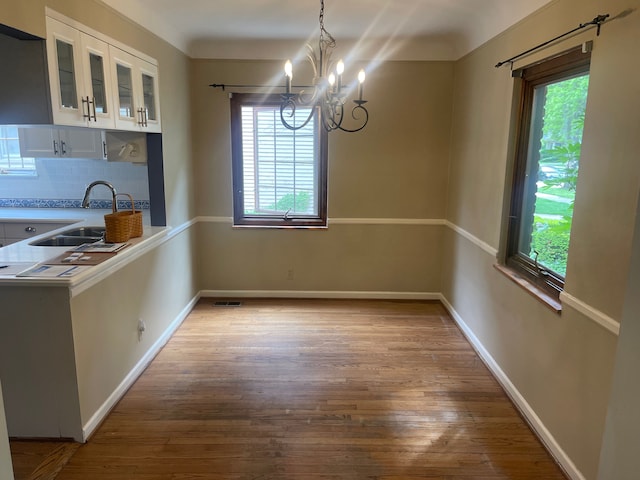 532 Saint Clair St, Grosse Pointe, MI 48230 - unfurnished dining area featuring a sink, plenty of natural light, and wood finished floors
