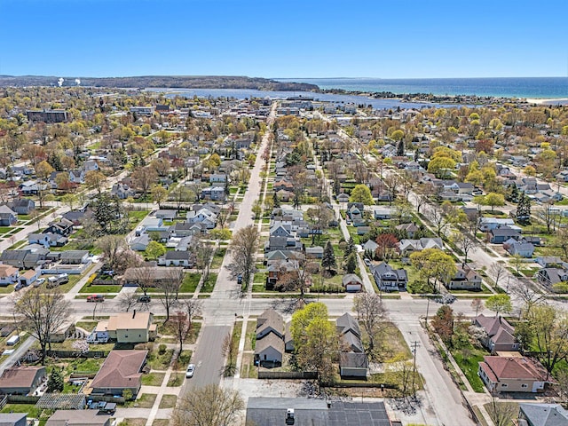 601 N Rath Ave, Ludington, MI 49431 - aerial overview of property's location with nearby suburban area and a large body of water