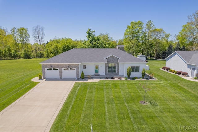 4189 Evergreen Rd, Adrian, MI 49221 - view of front of home featuring a garage, concrete driveway, and a front yard