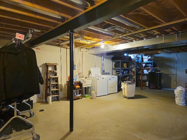 24864 Christina Dr, Flat Rock, MI 48134 - unfinished below grade area with washing machine and clothes dryer