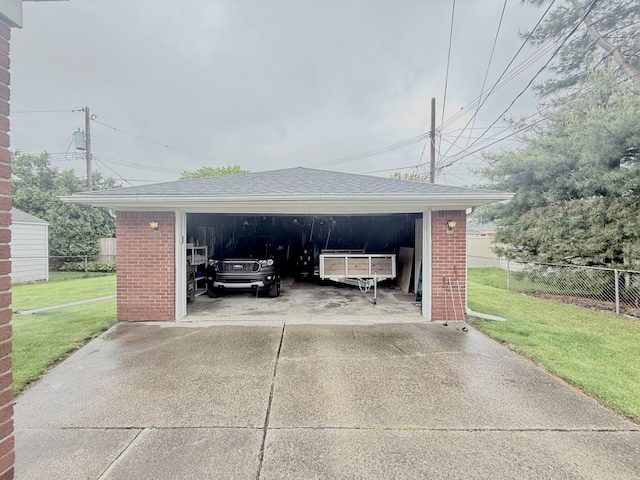 view of detached garage