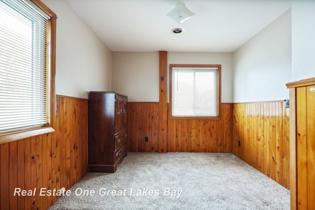 2505 Blake St, Saginaw, MI 48602 - carpeted spare room featuring wainscoting and wood walls