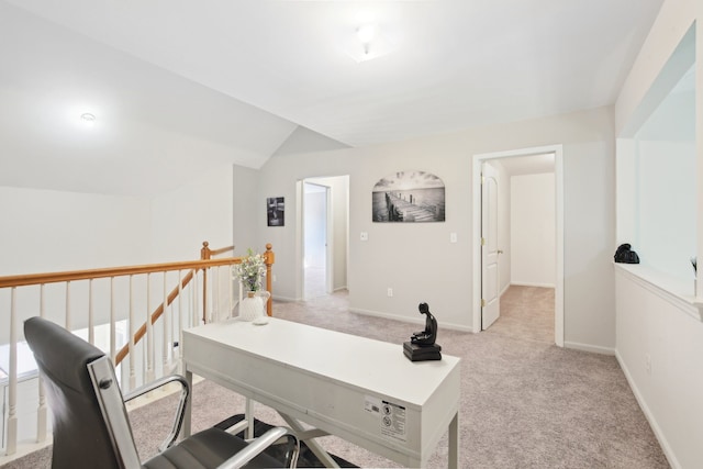 28986 Christopher Ln, Southfield, MI 48034 - home office with light carpet, lofted ceiling, and baseboards