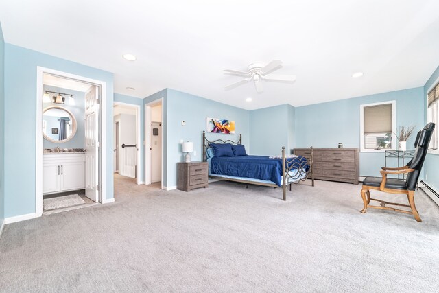 10194 Elmcrest Rd, Whitmore Lake, MI 48189 - bedroom featuring carpet floors, recessed lighting, baseboards, and ceiling fan
