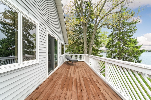 10194 Elmcrest Rd, Whitmore Lake, MI 48189 - wooden deck featuring a water view