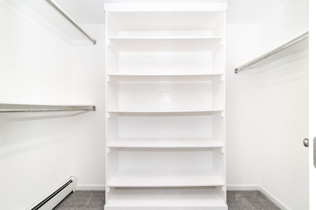10194 Elmcrest Rd, Whitmore Lake, MI 48189 - walk in closet featuring baseboard heating and carpet