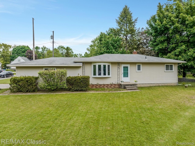 94 Crescent Lake Rd, Waterford, MI 48327 - single story home with a front lawn and a chimney