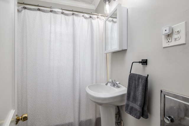 bathroom with a shower with curtain