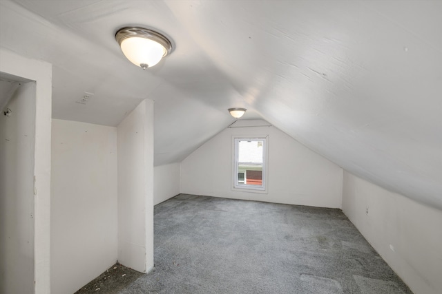 additional living space featuring carpet and vaulted ceiling