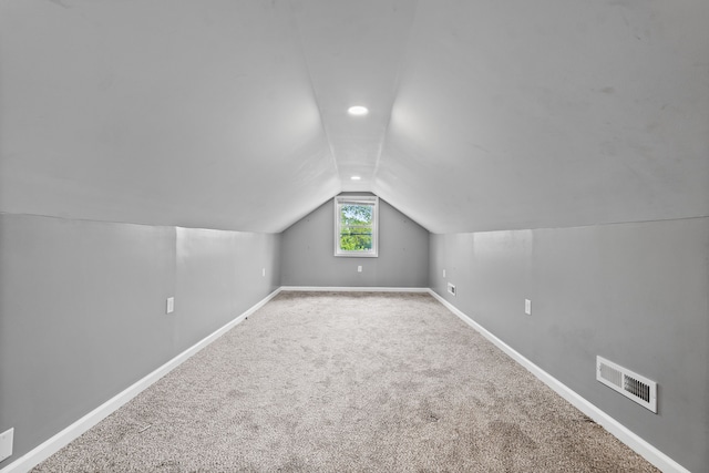 additional living space featuring lofted ceiling, baseboards, and carpet