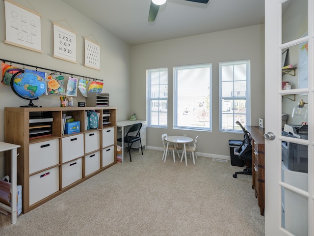 59376 Silvergrass Ave, Mattawan, MI 49071 - office featuring light carpet, ceiling fan, and baseboards