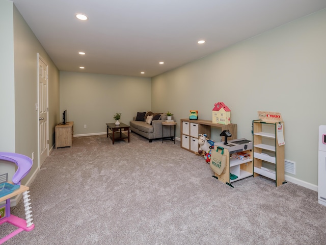 59376 Silvergrass Ave, Mattawan, MI 49071 - recreation room featuring carpet flooring, recessed lighting, and baseboards