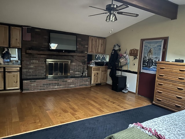29 Douglas Ave, Coldwater, MI 49036 - living room with wood finished floors, ceiling fan, and a fireplace