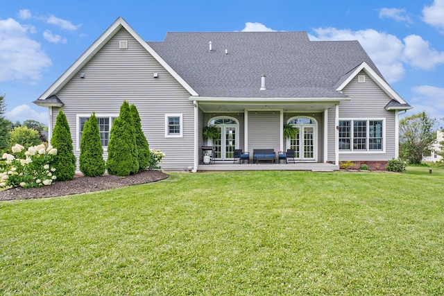 7812 Fountain Hills Ln, Davisburg, MI 48350 - rear view of property with a yard, roof with shingles, a patio, and outdoor lounge area