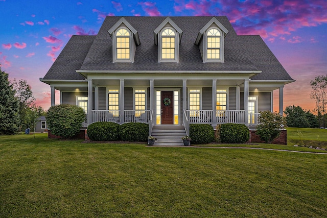 7812 Fountain Hills Ln, Davisburg, MI 48350 - view of front facade featuring covered porch, a lawn, and a shingled roof