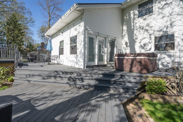472 Central St, Marysville, MI 48040 - wooden deck featuring a covered hot tub