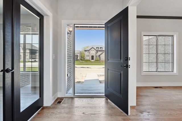 19266 Thompson Dr, Macomb, MI 48042 - entrance foyer with wood finished floors, baseboards, and plenty of natural light