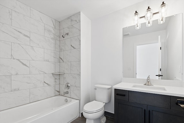 19266 Thompson Dr, Macomb, MI 48042 - full bathroom with toilet, washtub / shower combination, vanity, and baseboards