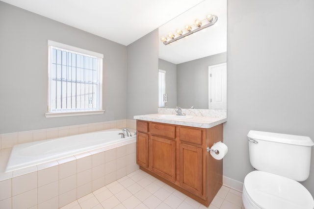 187 Center Blvd, Wixom, MI 48393 - full bath with a garden tub, tile patterned flooring, toilet, and vanity