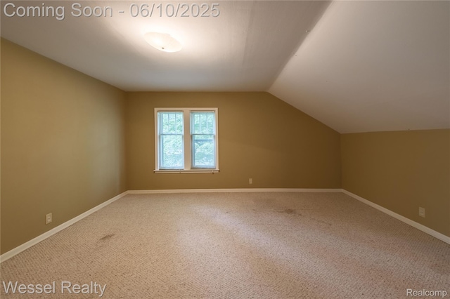 337 Chandler St, Romeo, MI 48065 - bonus room with carpet floors, vaulted ceiling, and baseboards