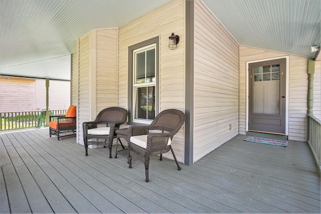 deck featuring covered porch