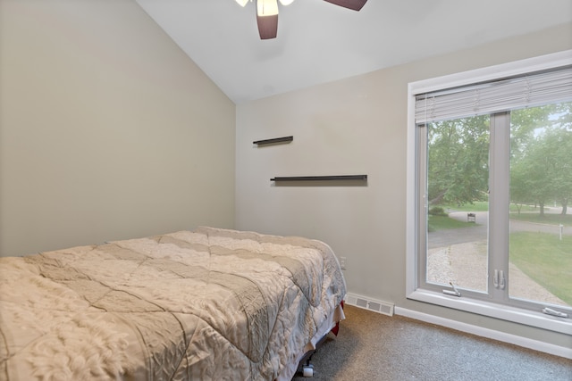 343 Shotwell, White Lake, MI 48386 - carpeted bedroom with lofted ceiling and ceiling fan