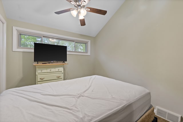 343 Shotwell, White Lake, MI 48386 - bedroom featuring vaulted ceiling, multiple windows, and ceiling fan
