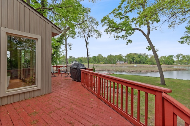 343 Shotwell, White Lake, MI 48386 - wooden terrace with a water view, a grill, and a yard