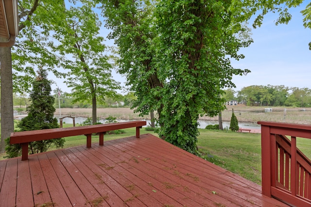 343 Shotwell, White Lake, MI 48386 - wooden deck featuring a water view and a lawn