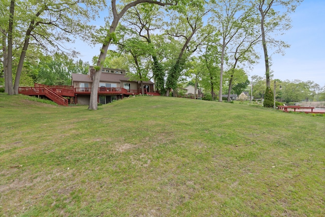 343 Shotwell, White Lake, MI 48386 - view of grassy yard with a deck