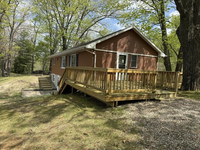 15065 Becker Dr, Mecosta, MI 49332 - rear view of house featuring a wooden deck