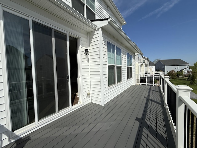 deck with a residential view