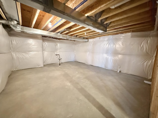 view of unfinished basement
