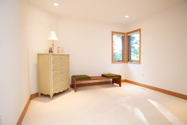 2865 Vw Ave E, Vicksburg, MI 49097 - living area with light colored carpet, baseboards, and recessed lighting