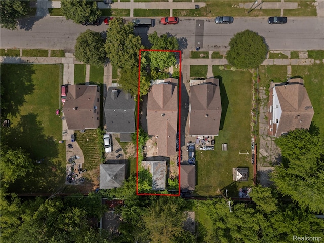 5856 Barrett St, Detroit, MI 48213 - aerial view of residential area featuring property parcel outlined