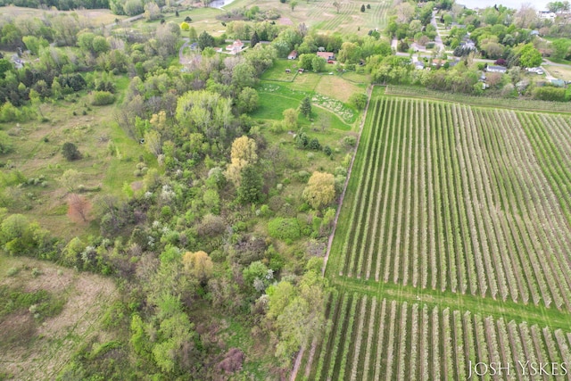 aerial overview of property's location with rural landscape and extensive farmland