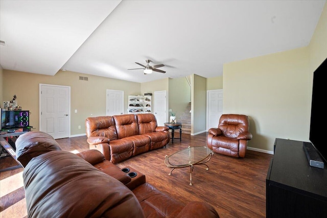215 Caribou Run, Dundee, MI 48131 - living area with baseboards, a ceiling fan, and wood finished floors