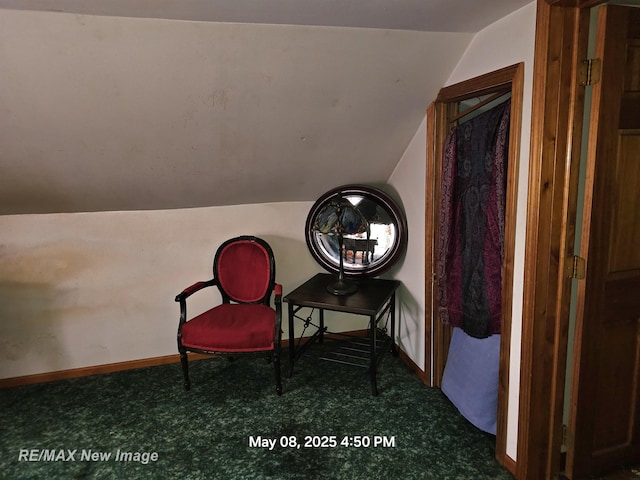 1551 Division St, Saginaw, MI 48602 - sitting room featuring vaulted ceiling, carpet floors, and baseboards