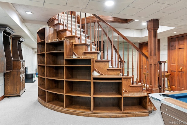 7310 Sandy Creek Ln, Bloomfield Hills, MI 48301 - stairway featuring carpet and recessed lighting