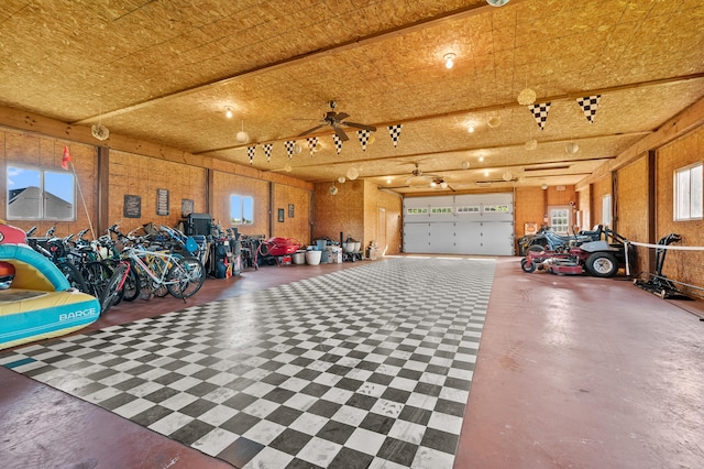 15974 Rustic Ln S, Vicksburg, MI 49097 - garage featuring a ceiling fan