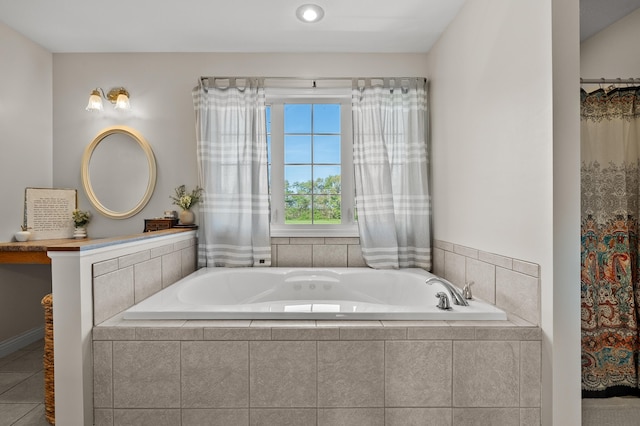 15974 Rustic Ln S, Vicksburg, MI 49097 - bathroom with a garden tub and tile patterned flooring