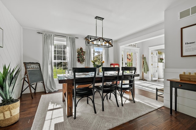 15974 Rustic Ln S, Vicksburg, MI 49097 - dining room with dark wood finished floors and a chandelier