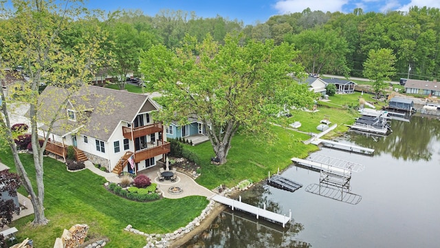 view from above of property with a large body of water