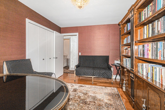 living area featuring wood finished floors