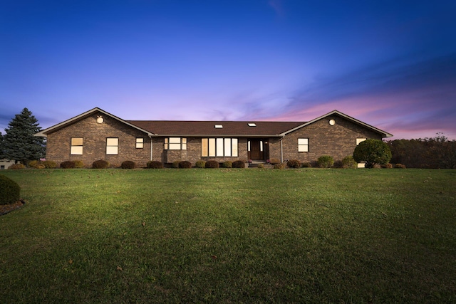 6125 Alber Rd, Saline, MI 48176 - ranch-style house featuring a lawn and brick siding